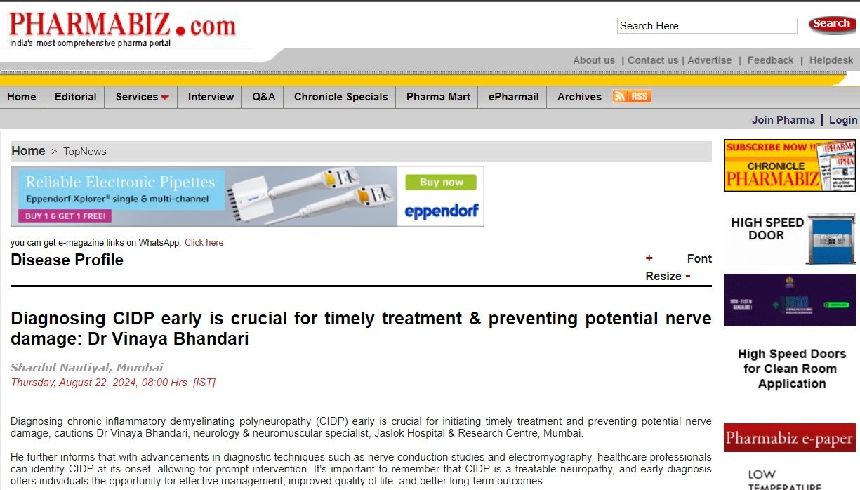 Diagnosing CIDP Early is Crucial for Timely Treatment & Preventing Potential Nerve Damage: Dr Vinaya Bhandari