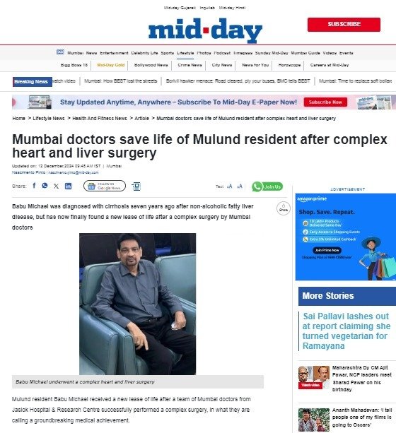 Mumbai doctors save life of Mulund resident after complex heart and liver surgery