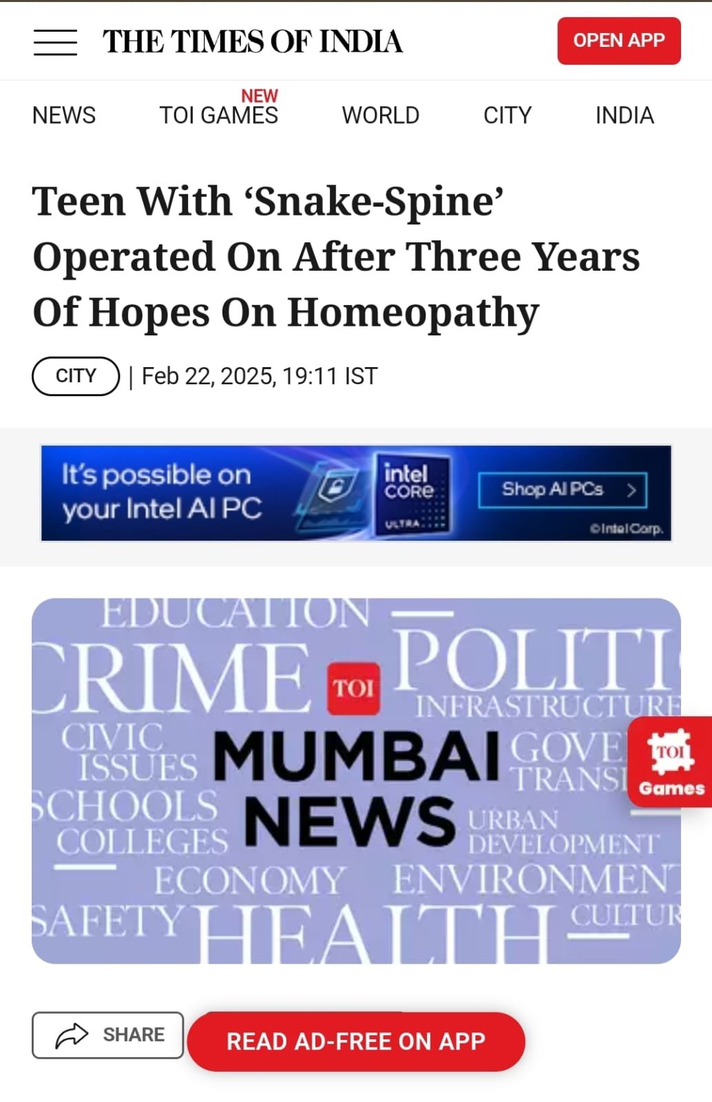 Teen With ‘Snake-Spine’ Operated On After Three Years Of Hopes On Homeopathy