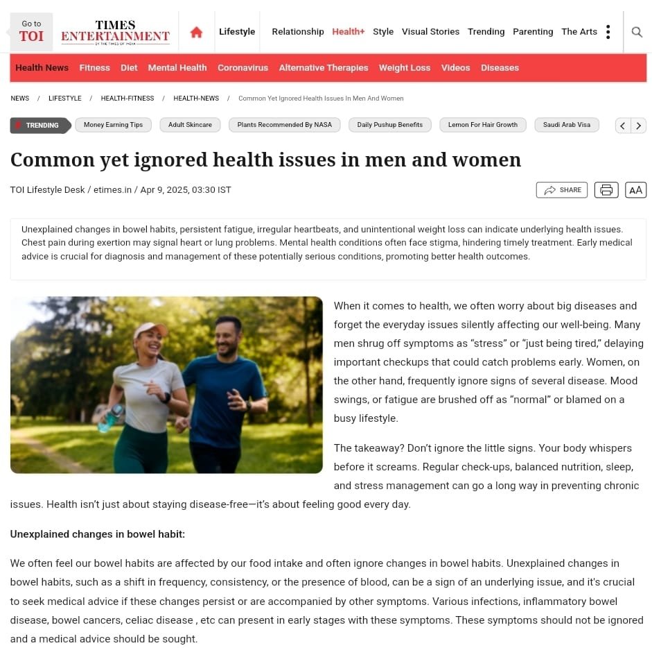Common yet ignored health issues in men and women